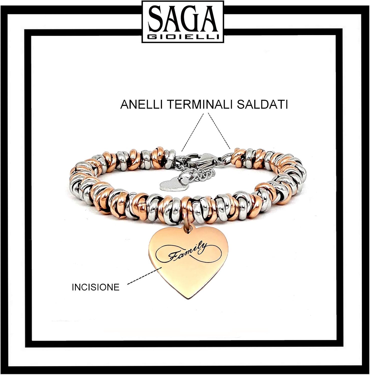 SAGA GIOIELLI I Need To...Collections Women's Bracelet, Protection, Fortune, Good Auspics, Love, 20 centimeters, Stainless Steel, 0 US - Image 3