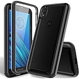 HATOSHI Motorola Moto E6 Case with Built-in Screen Protector, Heavy Duty Protection Crystal Clear Back Shockproof Rubber Bump