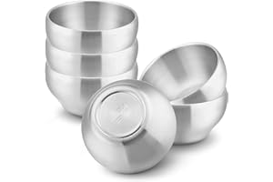 HaWare 6-Piece Kids Bowls, 12oz SUS304 Metal Bowl for Toddler Children, Small Baby Bowls for Feeding/Soup/Snacks, Multipurpose 18/8 Stainless Steel Cereal Bowls, Double Walled, Dishwasher Safe