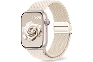 EVIE BAND Braided Stretchy Loop with Magnetic Clasp Compatible with Apple Watch Band for Women Men 38mm 40mm 41mm 42mm 44mm 45mm 49mm, Sport Nylon Strap for iWatch Series 10 9 8 7 6 5 4 3 2 Ultra SE