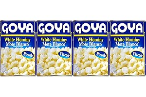 VALUBNDL: Goya White Hominy (4-Pack) – 1.7kg Total (Four 425g / 15.5oz Cans) – Authentic Maíz Mote Blanco – Traditional Mexic