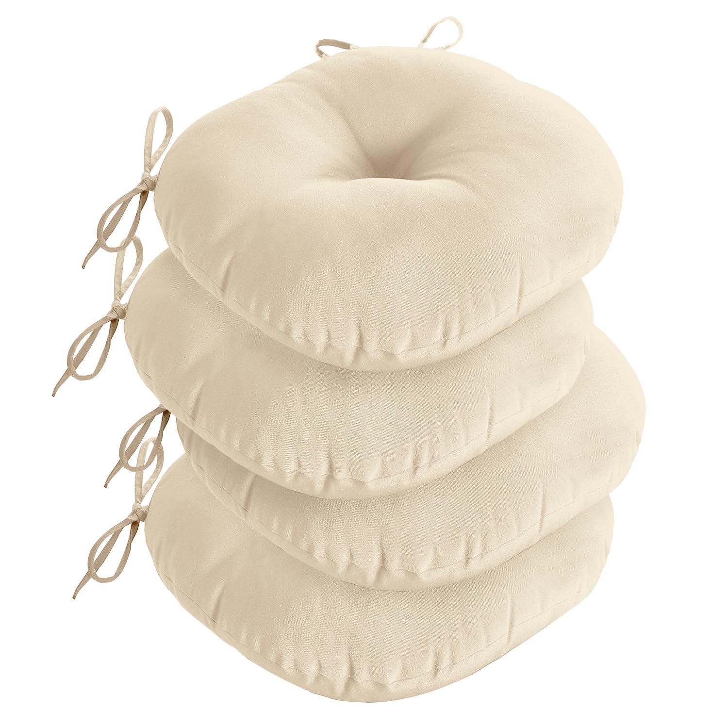 Photo 1 of downluxe Bistro Chair Cushions for Patio Furniture, Water-Resistant Round Outdoor Chair Cushions Set of 4 with Non-Slip Ties, 15" x 15", Beige