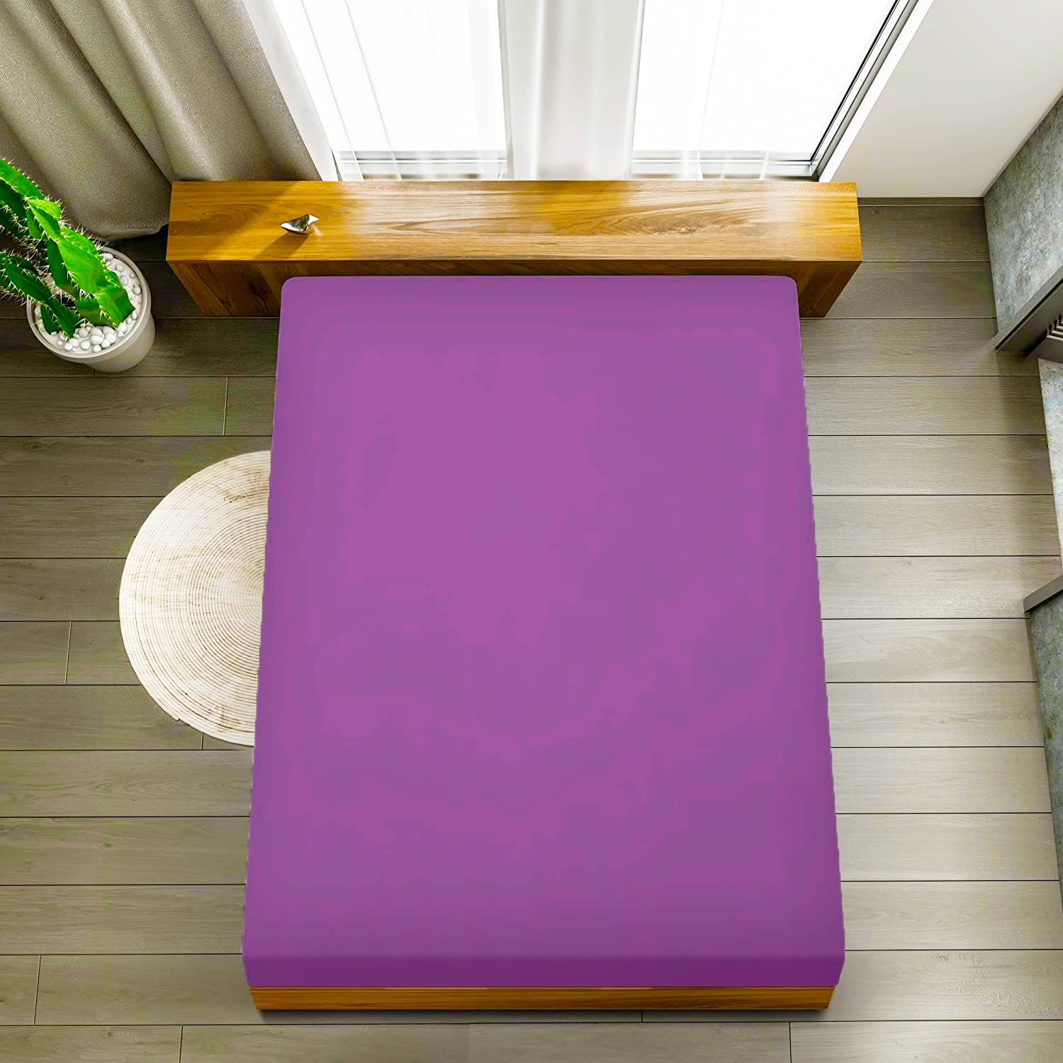 Ev Dekor Fitted Sheet King, Lilac - Deep Pocket Bedsheet 10inch (25 cm) - Soft Brushed Microfiber Fabric - Shrinkage and Fade Resistant - Bottom Sheet - Double Bed Fitted Sheets