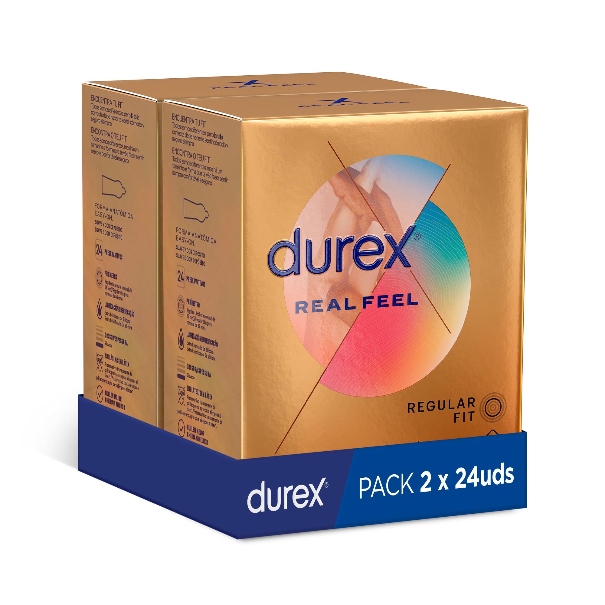 Durex Real Feel Condoms Saver Pack, Skin to Skin Feel, Latex Free, 48 Condoms