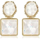 Wovanoo Asymmetrical Earrings for Women Boho Resin Dangle Earrings Acrylic Water Ripple Earring