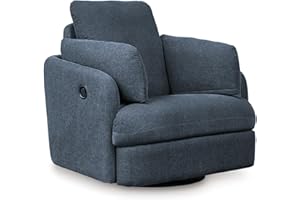 Signature Design by Ashley Modmax Contemporary Swivel Glider Recliner, Press-Back Reclining, Cleanable & Durable Performance Fabric, 21" Seat Height, Navy