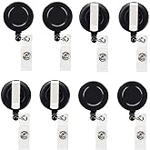 JANYUN 100 Pcs Black Badge Reels Retractable Badges Holder for ID Card Keychain Whistles Lanyards for School Office