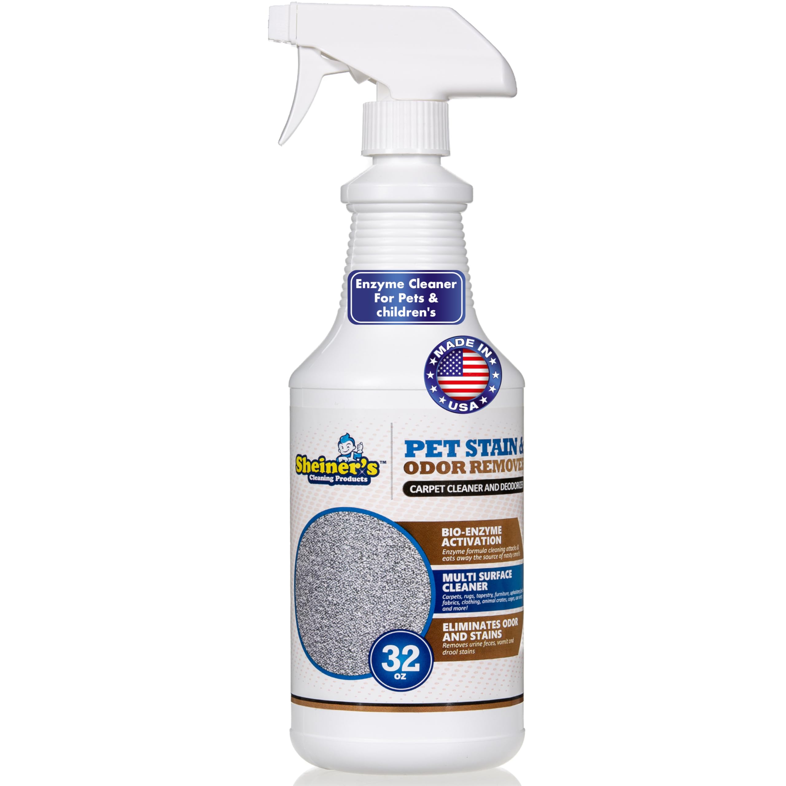 Photo 1 of Sheiner's Pet Stain Remover & Pet Odor Eliminator, Advanced Cleaning Bio-Enzyme Cleaner Solution for Carpets, Rugs, Upholstery & Multi-Surfaces, Safe for Pets & Kids. (32 oz)