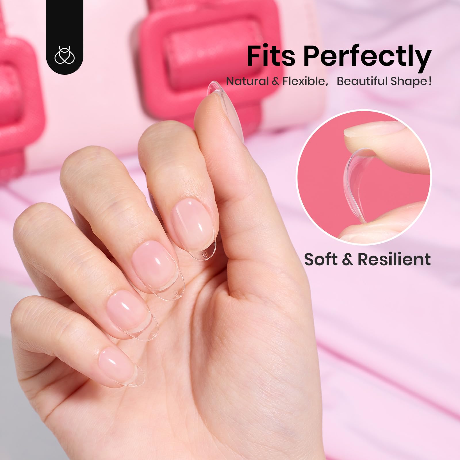 Beetles Gel Nail Tips 288Pcs Pre-Shaped Short Oval Fake Nails Gelly Tips Clear Press on Nail Tips Full Cover False Nails Gifts for Girls Women Gelly Tips Home DIY Nail Salon - Image 3