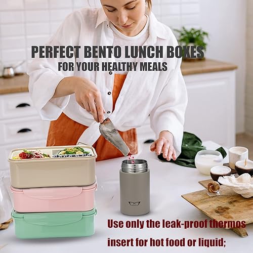 Bento Lunch Box for Kids Adults with 13oz Leakproof
