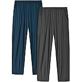 JINSHI Mens Pajama Pants Soft Modal Pajama Bottoms Loose Long Pj Pant Thin Sleepwear Lounge Pants with Pockets 2 Pack