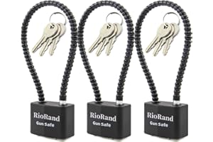 RioRand Keyed Cable Gun Locks Simple Operation 8.5" Compatible with Pistols, Handguns, Rifles, and Shotguns,Storage for Firearm Locking and Safety