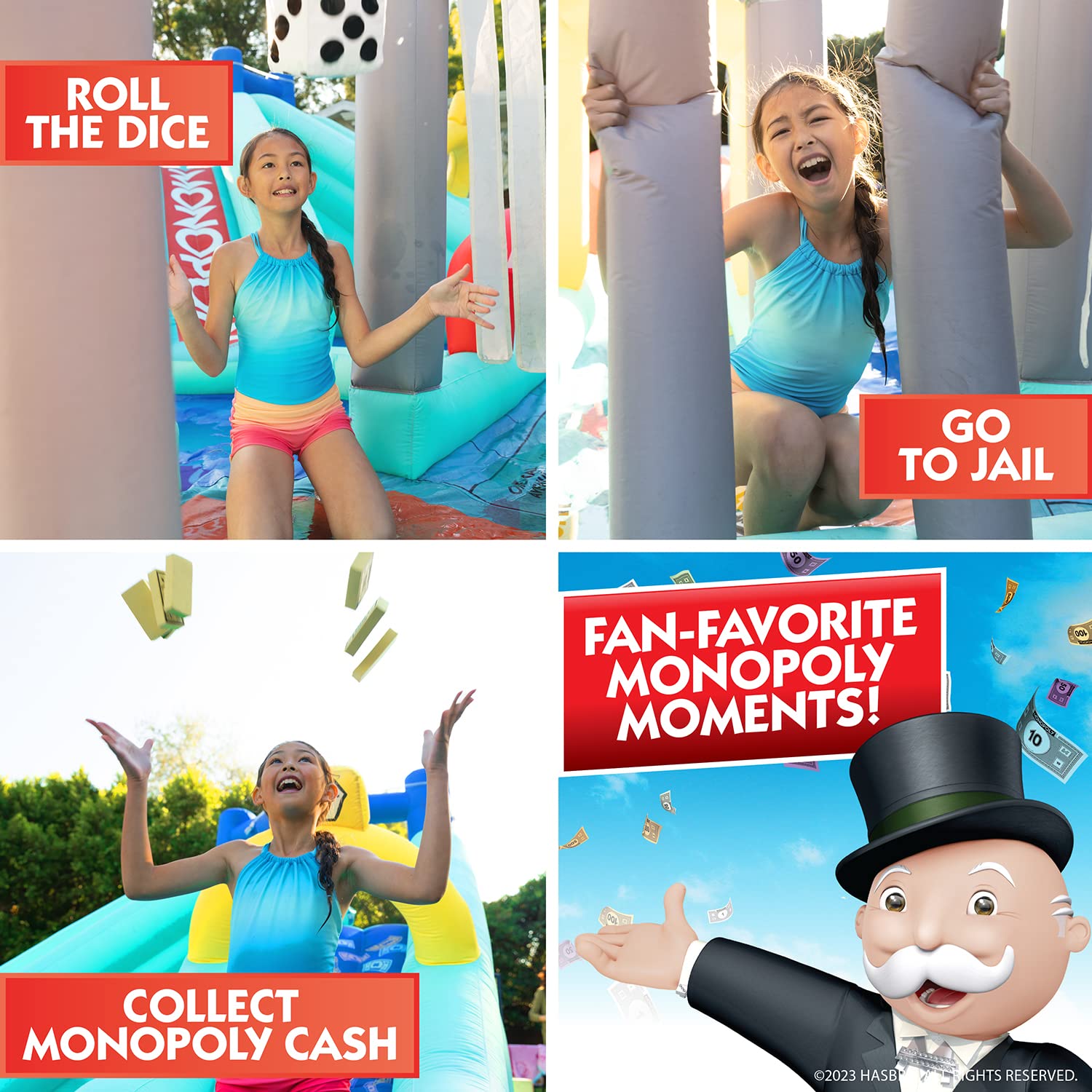 Hasbro Monopoly Splash Game – Mega Bouncer Inflatable Water Park – The Ultimate Summer Game for Kids, 2-4 players