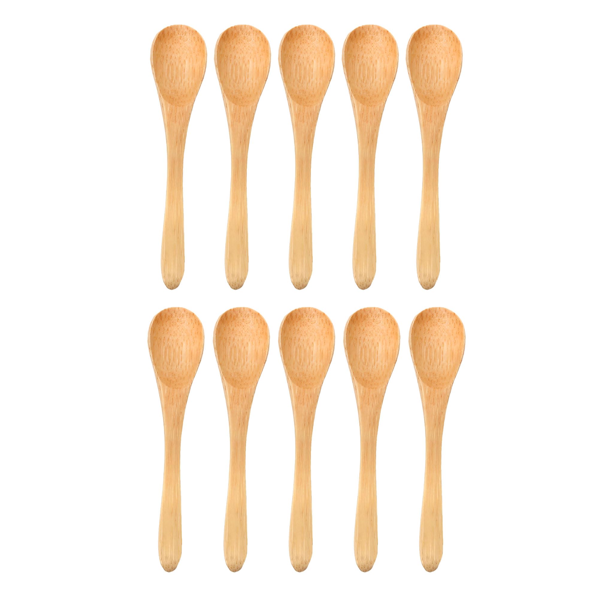 BambooMN Bamboo Spoons, Mini Salt Spoon/Tiny Wooden Spoons for Spices, Carbonized Brown Oval 3.9" - 30pcs