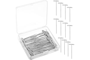 QMNNMA T Pins, 100 Pack 1.5 inch T Shape Sewing Pins for Blocking Knitting, Wig Pins for Mannequin Head, Foam Head, Sewing, Crocheting and Modelling with Clear Box