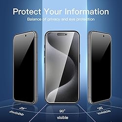 NEW'C 3 Pack Privacy Screen Protector for iPhone 15