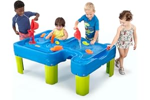 Simplay3 Big River and Roads Water Play Table, Outdoor Activity Play Table with Water and Track Toys for Toddlers and Kids, 9
