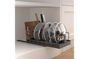 Pull Out Pots and Pans Organizer Under Cabinet - Sliding Lid Holder & Pan Rack with 8 Adjustable Dividers, Easy Access Kitche