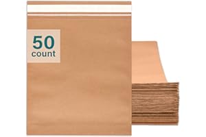 Elementree Large Recyclable Paper Mailers - 15.5" x 18.5" - 50 Count - Brown Expandable Envelopes & Shipping Bags - Made in the USA - Double-Walled Kraft Paper (00959)