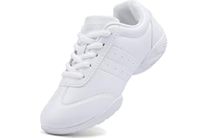 BAXINIER Girls White Cheerleading Dance Shoes Athletic Training Tennis Breathable Youth Competition Cheer Sneakers
