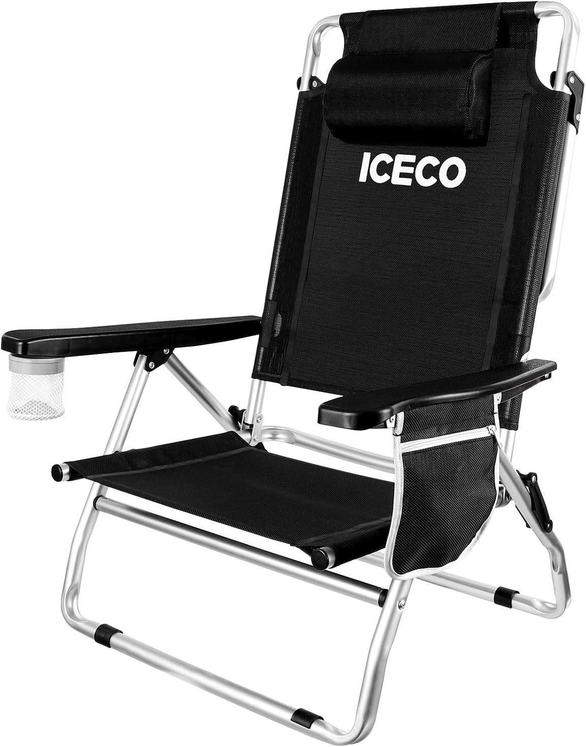 amazon outdoor chairs on Amazon Com Iceco Beach Chairs For Adult 5 Position Lay Down Folding Aluminium Camping Chair Durable Lightweight Portable With Cup Holder Storage Bag For Men Women Outdoor Beach Picnic Hiking Kitchen Dining