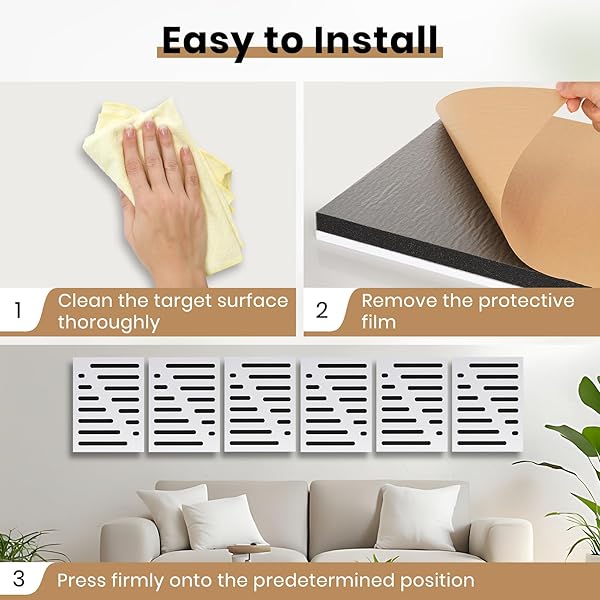 6-PACK SELF-ADHESIVE SOUND PROOF FOAM PANELS FOR WALL, 12 X 16 INCH DUAL LAYER ACOUSTIC PANELS WITH POLYESTER & FOAM FOR RECORDING STUDIO HOME THEATER OFFICE