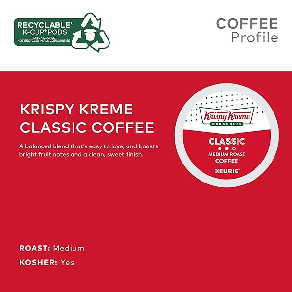 KRISPY KREME CLASSIC KEURIG SINGLE-SERVE K-CUP PODS, MEDIUM ROAST COFFEE, 12 COUNT