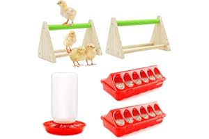 GIFANK Chick Feeder and Waterer Kit with Chick Perch, 1l Chick Waterer, Flip Top Poultry Feeder, Chick Starter Kit for Chick Brooder, Baby Chicken Supplies for Baby Chick, Duck and Quail