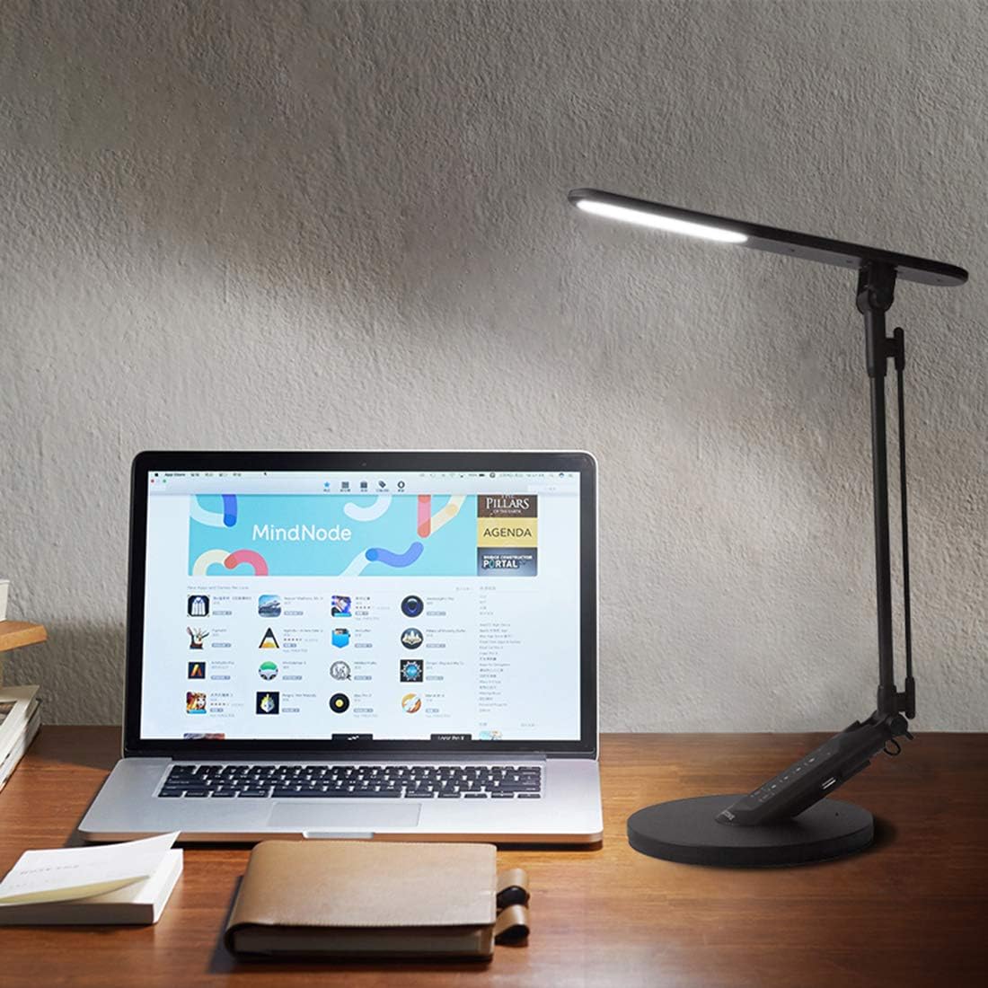 HDTIME Desk LED Lamp with USB Charging Port Touch-Sensitive Control with 1-Hour Timing Function,4 Lighting Modes with 7 Brightness Levels 36PCS LEDs(Black): Home Improvement