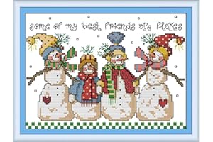 Awesocrafts Cross Stitch Kits, Snowman Easy Patterns Cross Stitching Embroidery Kit Supplies Christmas, Stamped or Counted (Snowman, Counted)
