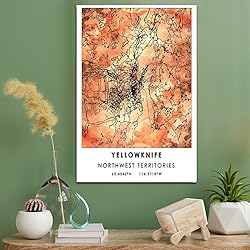 Yellowknife Map Poster, Northwest Territories Map