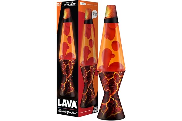 Lava Original Lamp - 14.5" Volcanic Crags - Red Wax and Orange Liquid - Home Décor Motion Light - 2078