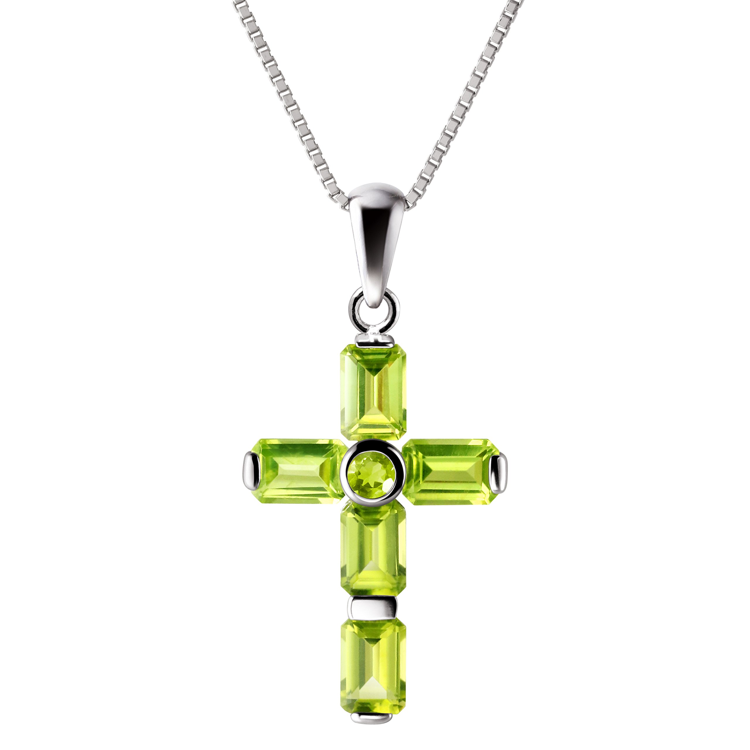 Franki Baker Natural Peridot Gemstone & Sterling Silver Cross Pendant AA Grade Stone Comes in Pretty Box