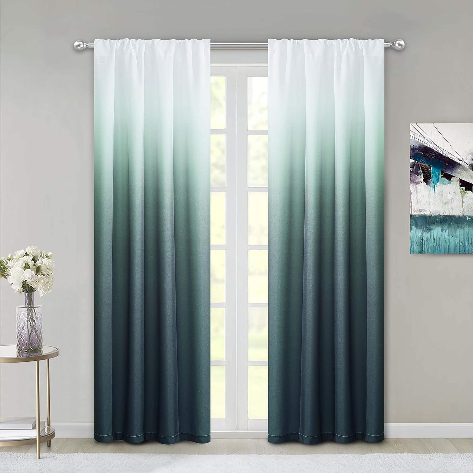 Dainty Home Ombre Darkening Curtains, Curtains for Living Room and Bedroom Blue 40" W x 84" L Set of 2 Machine Washable Light Filtering Curtain