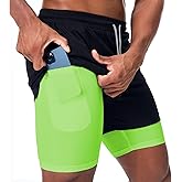 Surenow Mens Running Shorts，Workout Running Shorts for Men，2-in-1 Stealth Shorts， 7-Inch Gym Yoga Outdoor Sports Shorts
