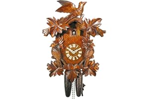 DV-MARKETING, ORIGINAL BLACK FOREST CUCKOO CLOCKS Original German Cuckoo-Clock (Certified), Mechanical 8-Day Movement with 3 Birds and 7 Leaves, Coo-coo Clocks from The Black-Forest, Germany
