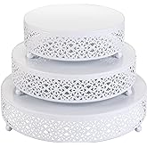 Hedume Set of 3 Cake Stand, Dessert Display Cupcake Stands, Round Metal Cake Stands, Cupcake Pastry Candy Display Plate for Wedding, Event, Birthday Party