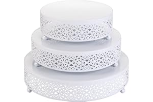 Hedume Set of 3 Cake Stand, Dessert Display Cupcake Stands, Round Metal Cake Stands, Cupcake Pastry Candy Display Plate for W