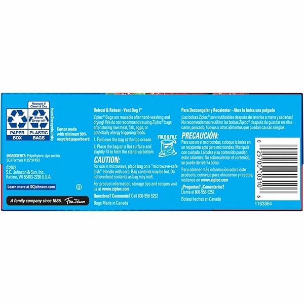 DRACB003103CT – ZIPLOC DOUBLE ZIPPER STORAGE BAGS