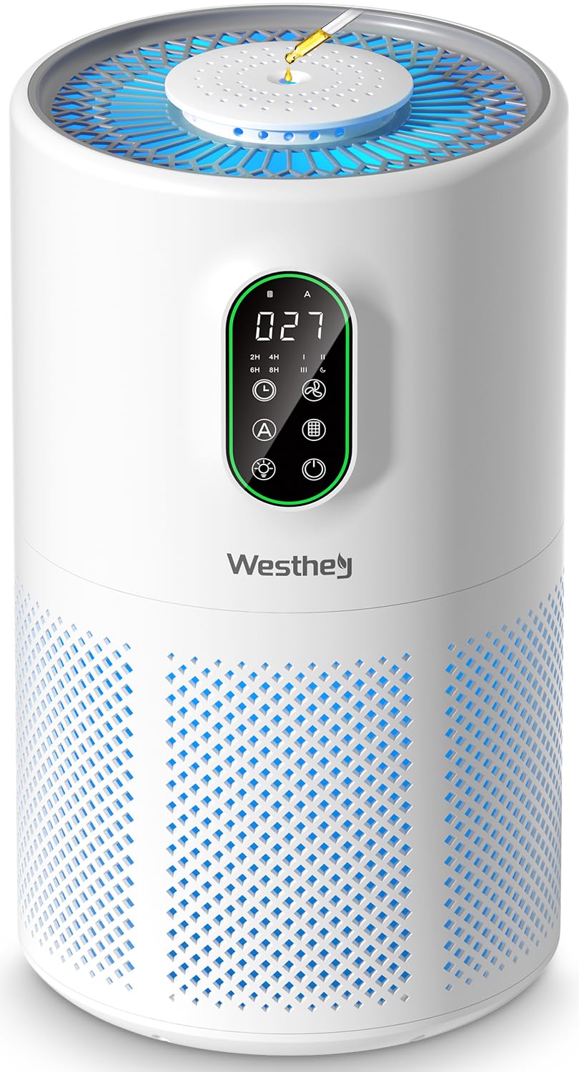 Photo 1 of Air Purifiers for Home Large Room up to 1650 ft², WESTHEY H13 True HEPA Air Purifier for Bedroom with Night Light, Air Quality Monitor, Fragrance Sponge, Air Cleaner for Wildfire Smoke Dander Dust