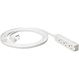 Amazon Basics Indoor 3 Prong Extension Power Cord Strip - Flat Plug, Grounded, 12 Foot, Pack of 2, White