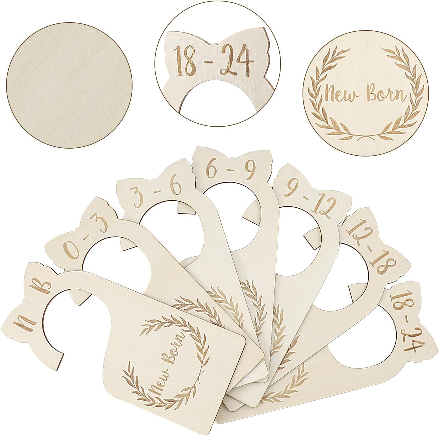 Premium Wood Baby Wardrobe Dividers,Set of 7,from Newborn to 24 Month,Baby Closet Organizers,Nursery Decor,Baby Clothes Organizers (Style 1) - Image 4