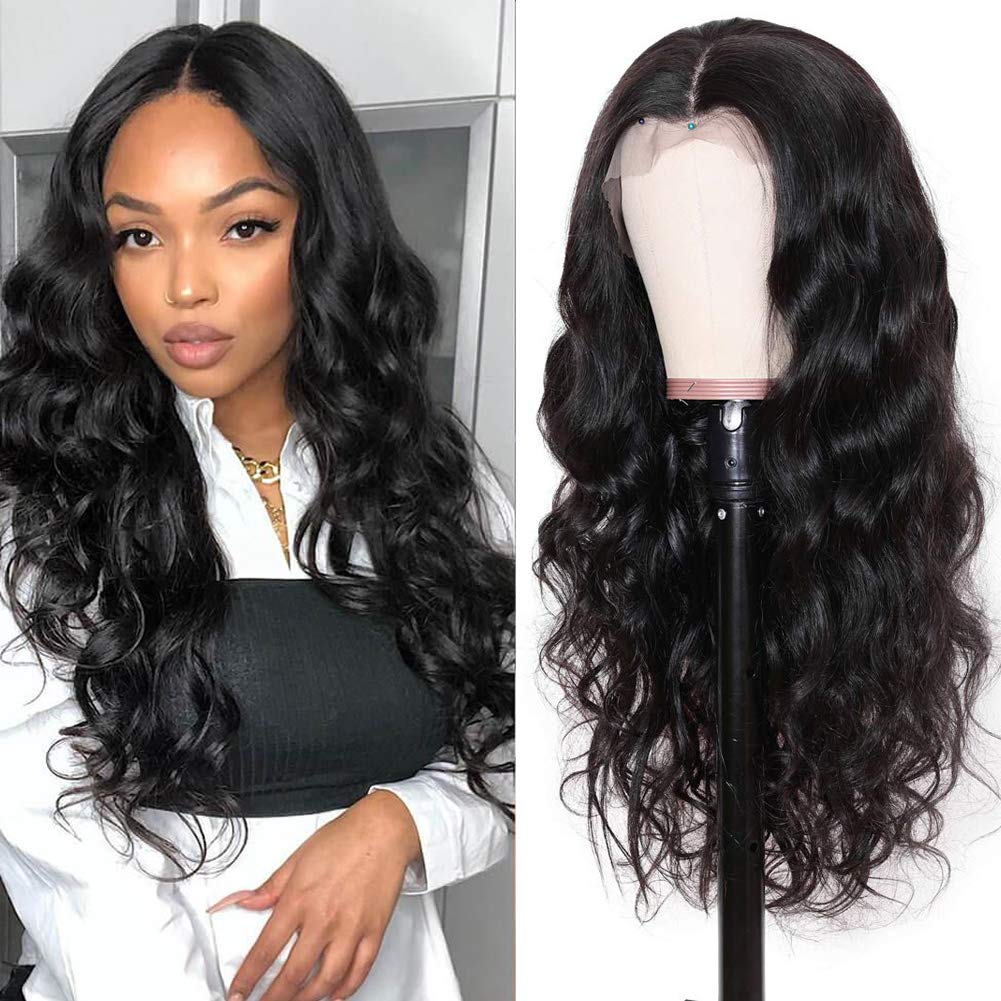 Body Wave Human Hair T Part Wig MSGEM 13X6 Lace Front Human Hair Wigs for Black Women 20 inch Brazilian Remy Hair Glueless Transparent Lace Wigs Human Hair Pre plucked 150% Density