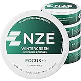 NZE Caffeine Free Nootropic Pouches (Wintergreen) - Nootropic Pouches with Alpha GPC, L-Tyrosine & L-Theanine - No Sugar or Artificial Sweeteners - 15 Pouches Per Can - 5 Pack