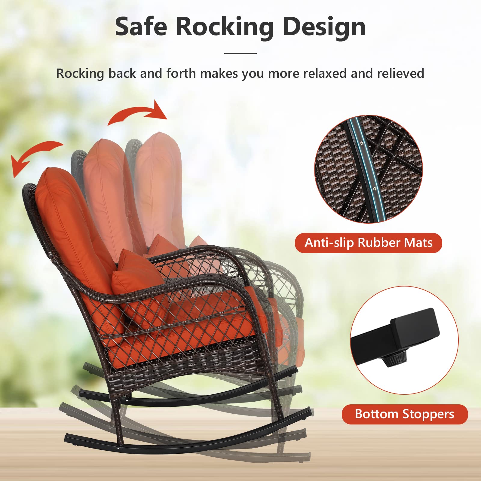 Wicker Rocking Fork Mua MEDIMALL Outdoor Wicker Rocking Chair, Patio Rattan Rocker w/Lumbar ...