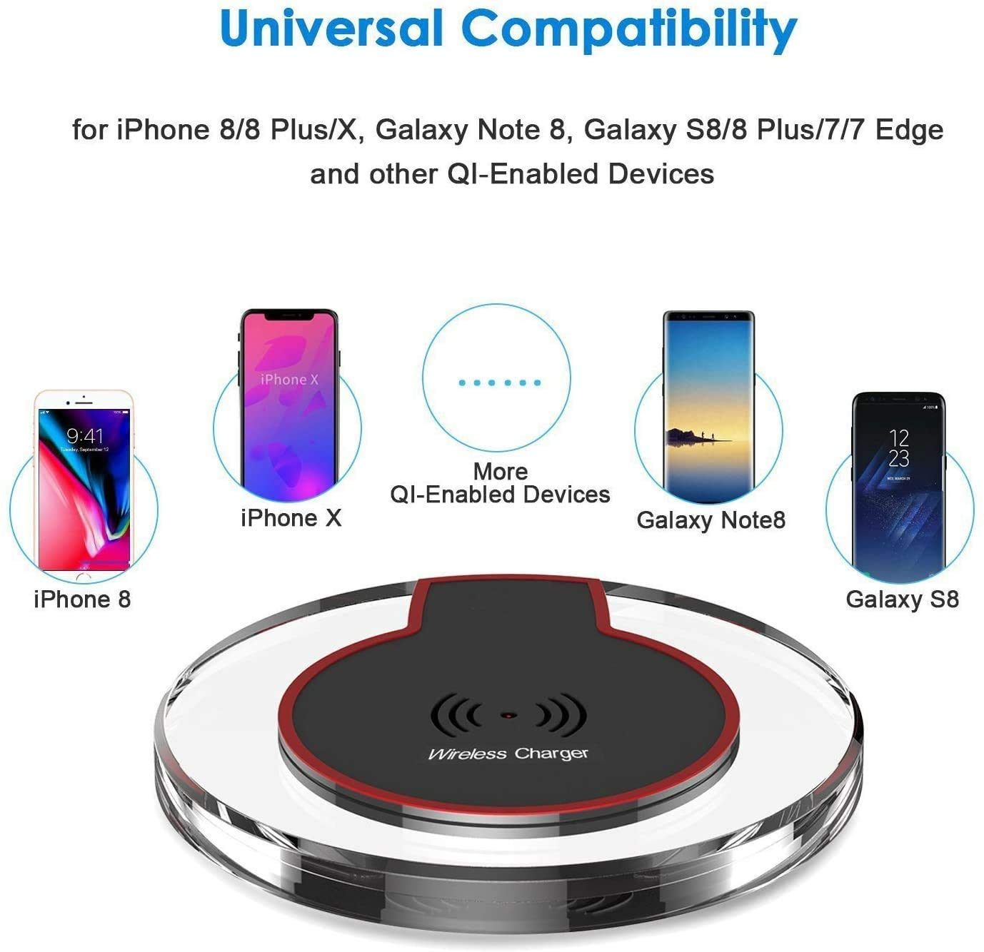 Tec-Digi Wireless Charger, Qi-Certified 10W/7.5W Fast Wireless Charging Pad for Apple iPhone 11 Pro Max/XS MAX/XR/X/8 Plus/AirPods Pro, Samsung Galaxy S20 Ultra/Note 10+/S10/S10e/S9/S8 Plus, HUAWEI