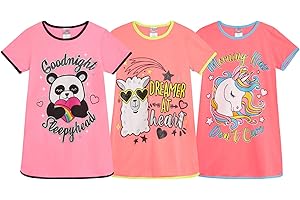 Angel Face Girls Nightgowns Pajama - 3 Pack Soft Breathable Short Sleeve Nightgown Girls Pajamas - Sleep Dress Pajamas (6-14)