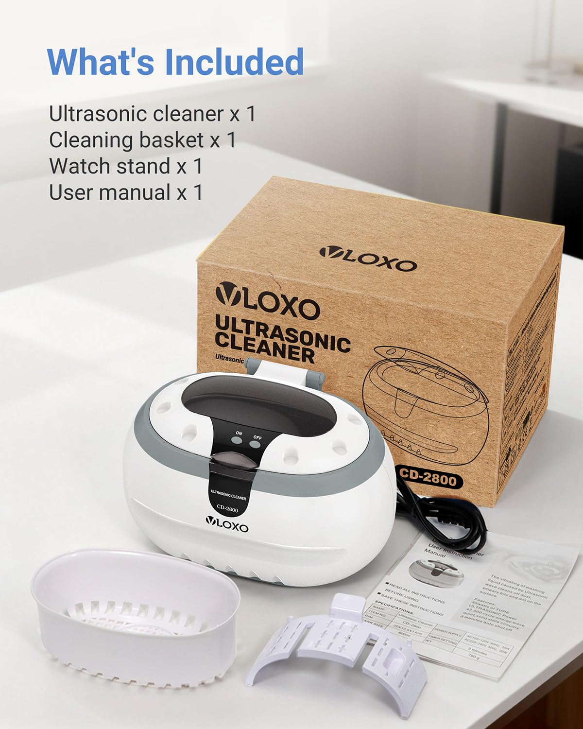 VLOXO Ultraschallreinigungsgerät 600ml – 50W Ultraschallreiniger Ultraschallbad 42kHz Brillrenreinigungsgerät für Schmuck Pinsel Nagelwerkzeuge Zahnersatz & Uhren, Edelstahl-Tank, leise Reinigung 9