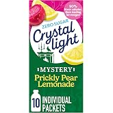Crystal Light Drink Mix, 10 Packets, Prickly Pear Lemonade, 0.13 oz | Zero Sugar &amp; 90% Fewer Calories, Single-Serve Packets, Easy to Mix with Water
