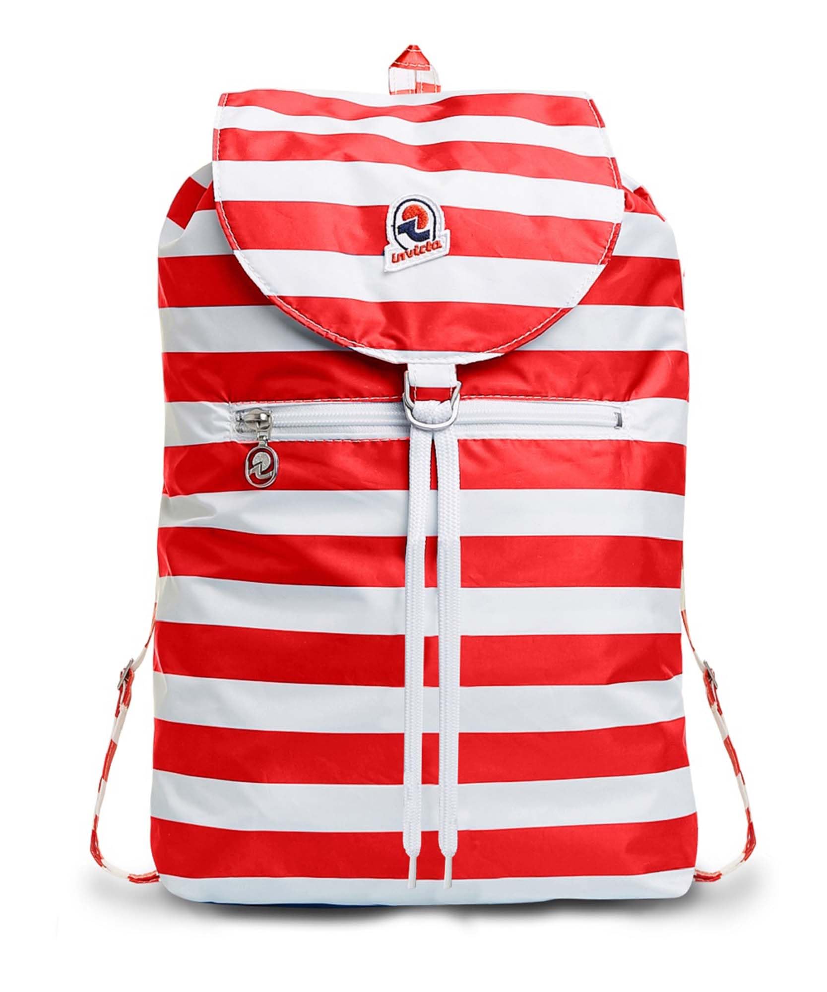 Invicta Backpack - Minisac Next, Red - Foldable and Pocketable - Travel and Leisure - Men's and Women's Striped Backpack - Icon - Packable